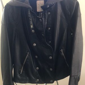 Free people pleather removable hood